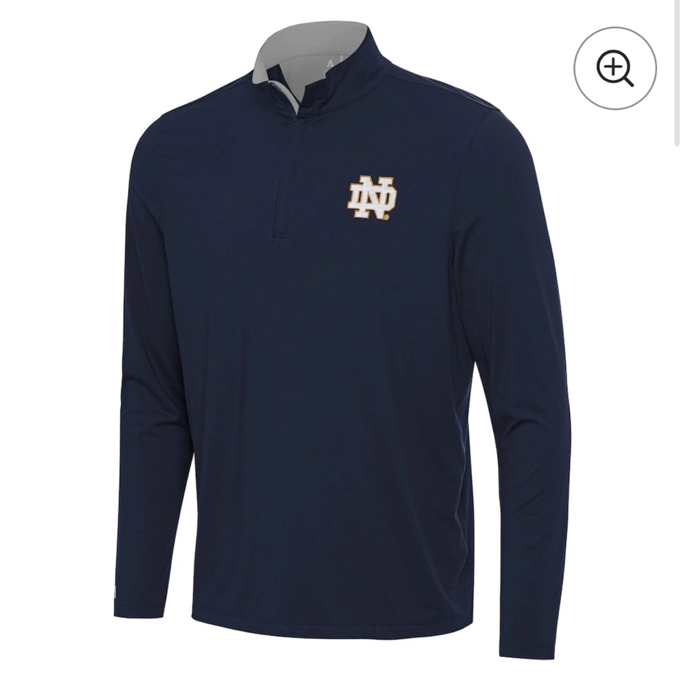 Antigua Navy Long Sleeve Quarter-Zip with White & Gold Notre Dame Logo